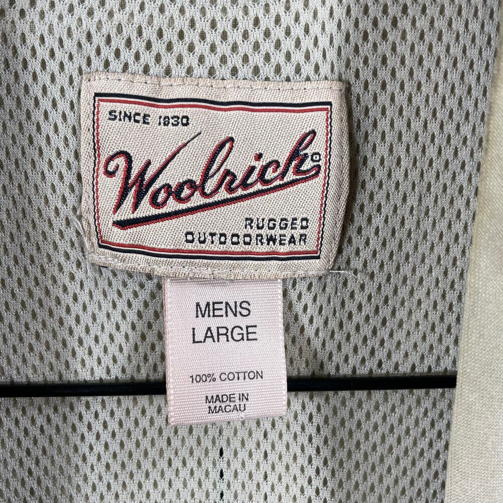 Woolrich Fishing/Hunting Vest Men's Large Beige Utility Outdoors Zip Pockets - Picture 4 of 12